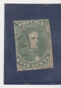 Confederate States Scott # 1 Used Dark Green no Thins