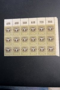 Germany block of 18 MNH fiscal stamps