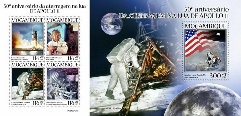 Z08 IMPERF MOZ190420ab MOZAMBIQUE 2019 Apollo 11 MNH ** Postfrisch