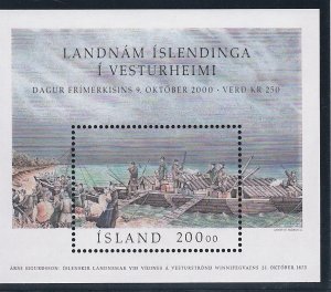 Iceland # 921, Stamp Day, Ship Unloading, Souvenir Sheet, Mint NH, 1/2 Cat.