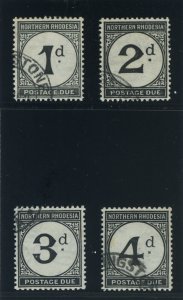 Northern Rhodesia 1929 Postage Due set complete VFU. SG D1-D4. Sc J1-J4.