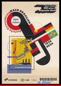 24-05 BRAZIL 2024 DIPLOM. RELATIONS GERMANY, IMMIGRATION 200 Y, FLAGS SHIPS, MNH