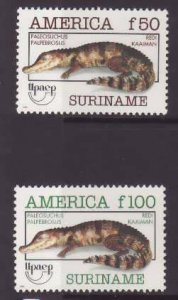 Surinam-Sc#957-8- id8-unused NH set-Crocodiles-Endangered animals-1993-