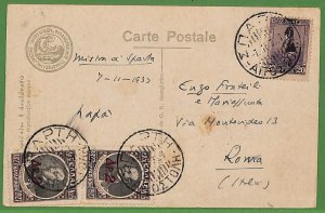 ad0897 - GREECE - Postal History - Overprinted stamps on CARD to ITALY - 1933