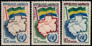 ✔️ GABON 1961 -  FLAGS & COUNTRY MAP UNITED NATIONS - SC. 151/3 MNH