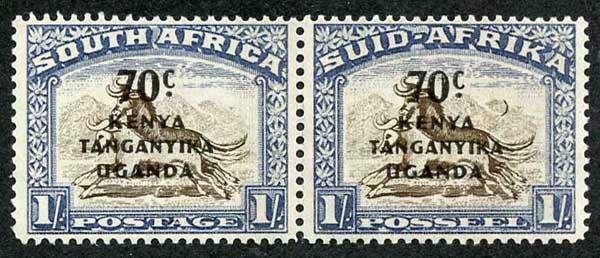 KUT SG154a 1941 70c on 1/- with CRESCENT MOON FLAW M/M