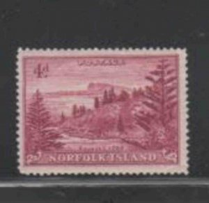 NORFOLK ISLAND #7 1947 4p VIEW OF BALL BAY MINT VF LH O.G