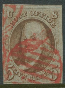 U.S. #1 Used with Nice Red Cancel 