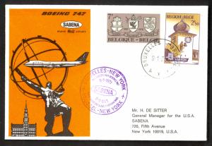 BELGIUM FFC 1971 SABENA First Flight Cover to NEW YORK USA