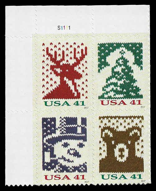 PCBstamps    US #4207/4210 PB $1.64(4x41c)Christmas Knits, MNH, (PB-1a)