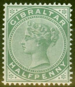 Gibraltar 1886 1/2d Dull Green SG8 Fine & Fresh Mtd Mint 