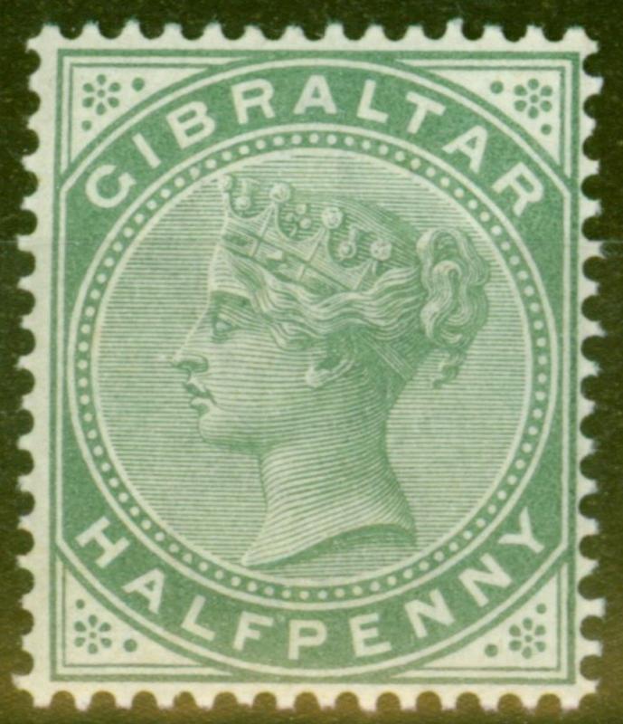 Gibraltar 1886 1/2d Dull Green SG8 Fine & Fresh Mtd Mint 