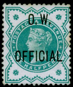 SG O32, ½d blue-green, UNUSED. Cat £475.