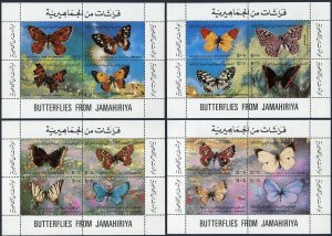Libya 966 ap four blocks/4, MNH. Michel Bl.52-55. Butterflies 1981.