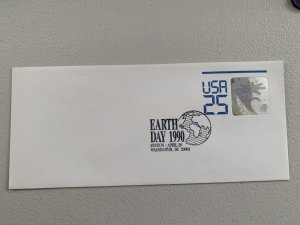 US 1990 earth day  USA SPACE STATION 25 cent hologram stamp envelope
