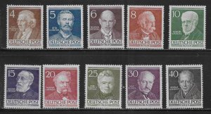 Germany West Berlin 9N84-93 Portraits set MNH 2022 Scott c.v. $97.50 (*sch)