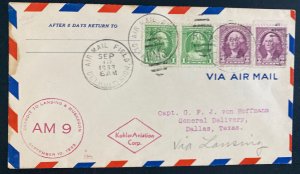 1933 Detroit MI Usa Airmail Field cover to Dallas TX Kohler Aviation Corp