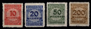 Germany 1923 Definitives to Millionens (Roul), Part Set [Unused]