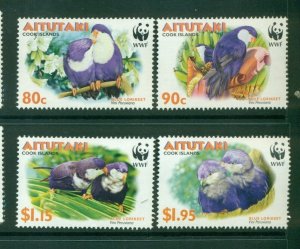 Aitutaki #533-36  (2002 WWF Birds set) VFMNH CV $5.75