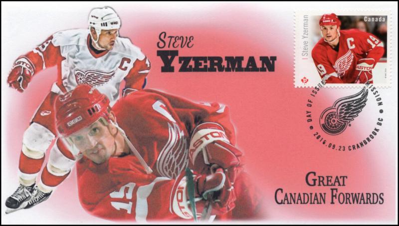 CA16-041, 2016, FDC, Canadian Forwards, Steve Yzerman, Day of Issue, 