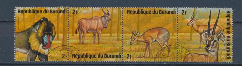 Burundi 1975 Scott 480 strip of 4 CTO- Wildlife, Animals