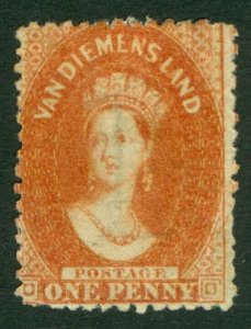 SG 81 Tasmania 1863-71. 1d dull vermilion. Fresh mounted mint CAT £170