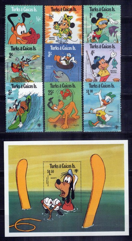 Turks & Caicos Islands 399-408 MNH Disney Pluto Marine Life ZAYIX 0701M0037