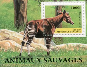 Guinea 1997 Wild Animal Giraffe OKAPI s/s Perforated Mint (NH)