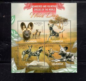 UGANDA #2031 2013 WILD DOGS MINT VF NH O.G M/S4