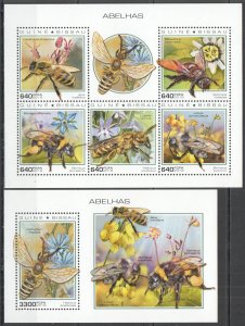 HM0784 2018 GUINEA-BISSAU BEES FLOWERS FLORA FAUNA INSECTS #10245-9+BL1763 MNH