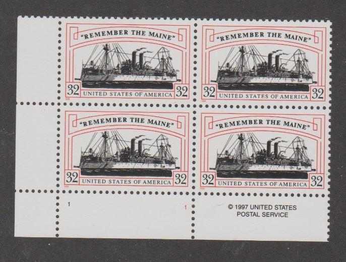 U.S. Scott #3192 Remember the Maine Stamp - Mint NH Plate Block