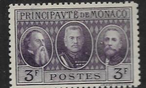 MONACO, 102, MINT HINGED, PRINCE CHARLES III, LOUIS II & ALBERT I