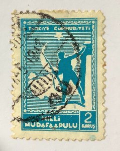 Turkey 1941 Scott RA50 used - 2k, Soldier and Map of Turkey