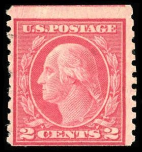 US Sc 492 F-VF/Mint NO GUM - 1916 2¢ car (Type III) Washington Coil