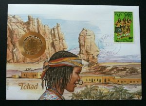 Tchad Traditional Dance 1990 FDC (coin cover)