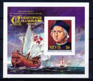 Nevis 1986 CHRISTOPHER COLUMBUS SHIPS s/s Imperforated Mint (NH)