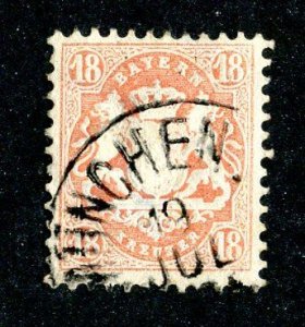 `1870 Bavaria  Sc #30 used cv.$16 ( 1926 WX )