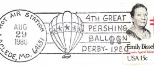 US SPECIAL PICTORIAL POSTMARK COVER 4th GREAT PERSHING BALLOON DERBY LACLEDE MO