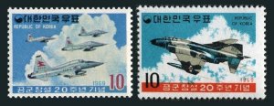 Korea South 686-687,MNH.Michel 675-676. Korean Air Force,20th Ann.1969.