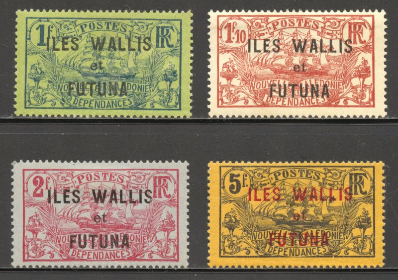 Wallis & Futuna Islands Scott 25-28 Unused HDG - 1920-28 Overprints - SCV $52.05