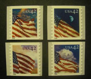 Scott 4240 - 4243 or 4243a, 42c Flags, Set of 4 singles, V/P