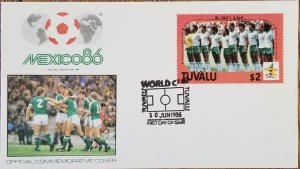 J) 1986 TUVALU, OFFICIAL COMMEMORATIVE COVER, SOCCER WORLD CHAMPIONSHIP OF MEXIC