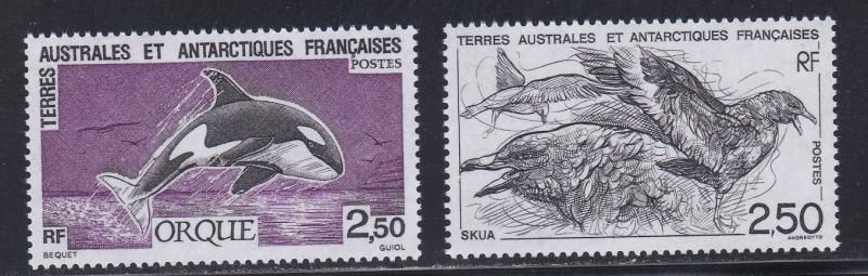 French Southern Antarctic Terr. # 186-187, Killer Whale & Skua, NH, 1/2 Cat.