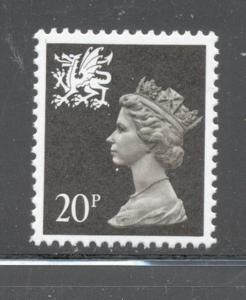 GB Wales SC WMMH38 1989 20p brn blk Machin Head stamp NH