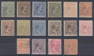 SPAIN 1889-99 Sc 255-259, 259a & 261-270 TOP VALUES MNH, MINT & USED SCV$595.55+ 