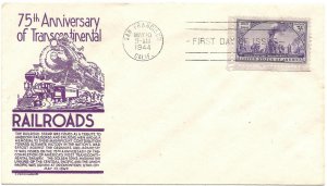 5/10/1944 San Francisco CA Transcontinental Railroad FDC Anderson cachet