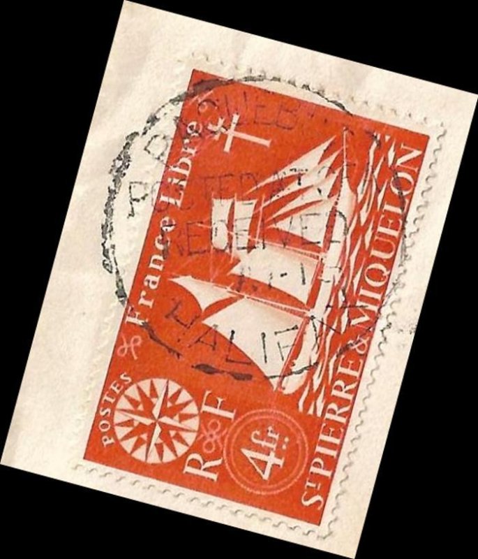 ST. PIERRE & MIQUELON - Paquebot Halifax cancel - Commercial cover to USA