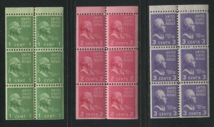 United States #804b, 806b, 807a Mint Booklet Panes