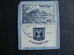 Israel Sc 47 used on piece with tab see pictures!