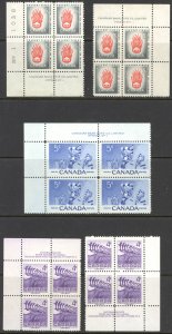 Canada Sc# 359-364 (Assorted) MH PB Lot/5 1956 Various